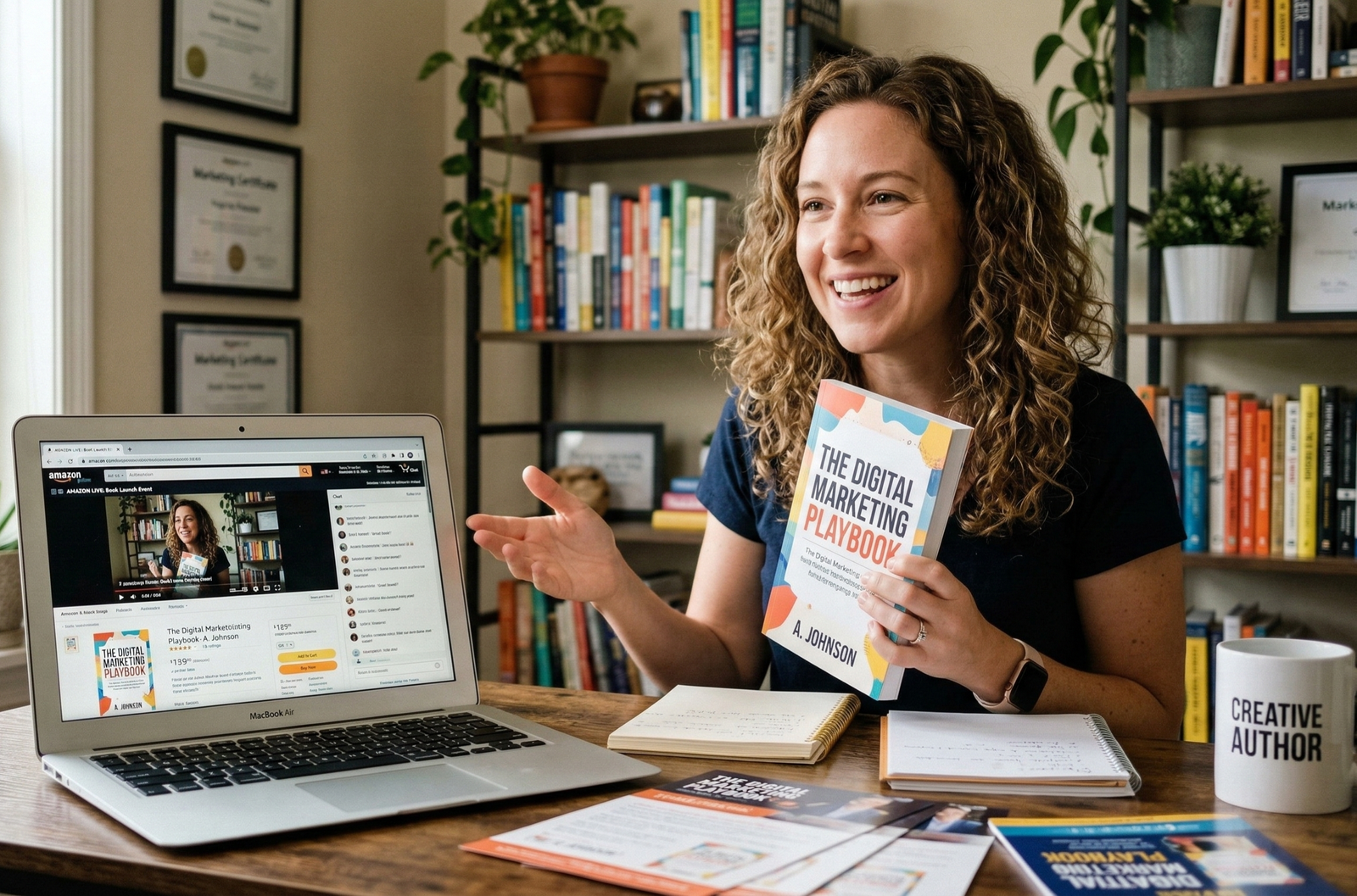 Published books in multiple formats displayed professionally